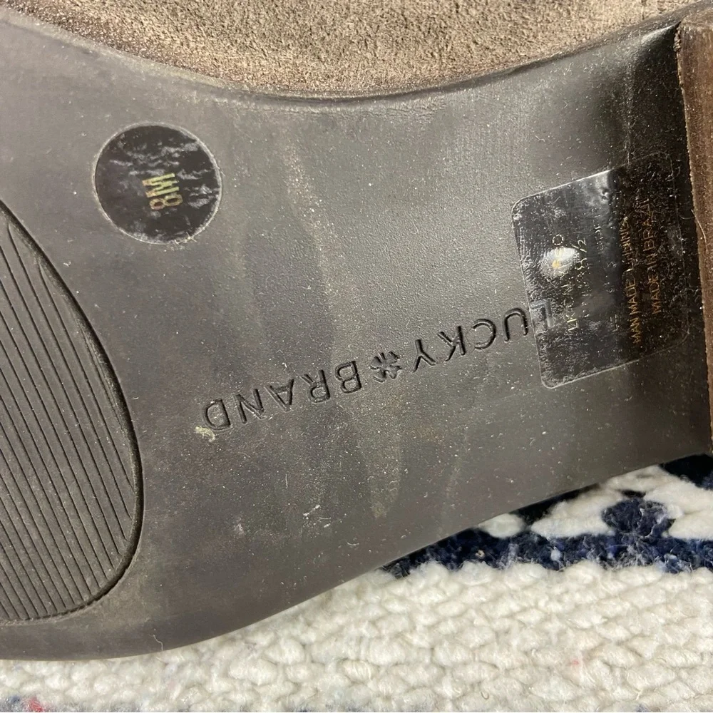 Lucky Brand Calypso Suede Leather Over the Knee Taupe/Gray Tall Boots OTK Flat